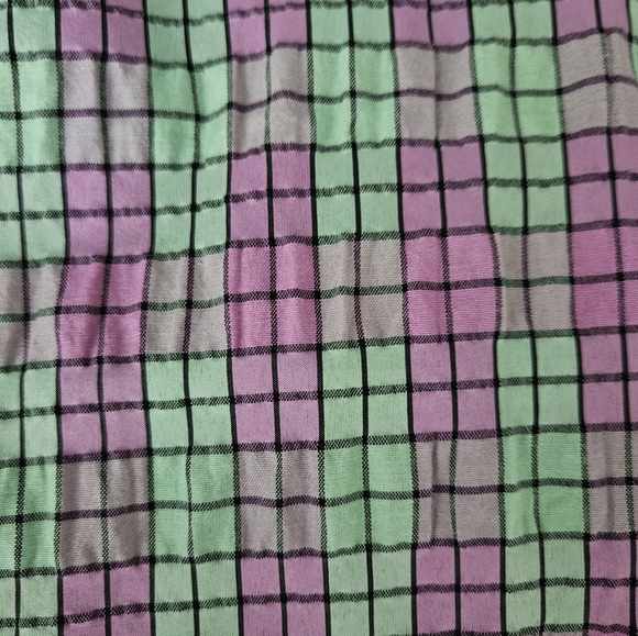 ZARA Pink & Green Plaid Seersucker Puff Sleeve Midi Dress | SZ XS - Picture 13 of 15